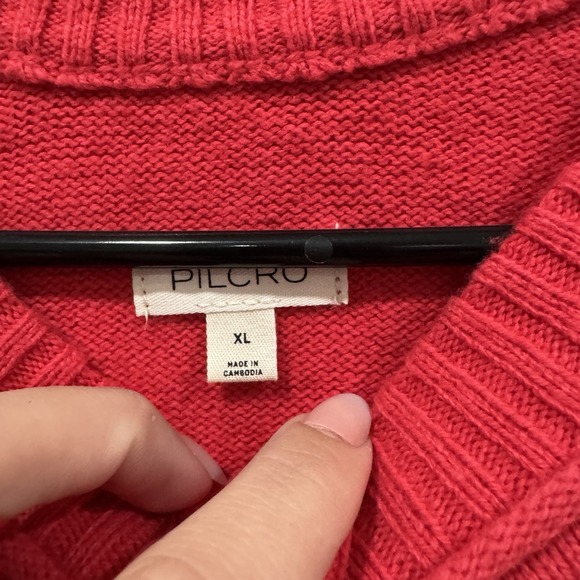 NWT Women's Pilcro Anthropologie THE GOLDIE COTTON CREW NECK SWEATER: CARDIGAN - Picture 2 of 8
